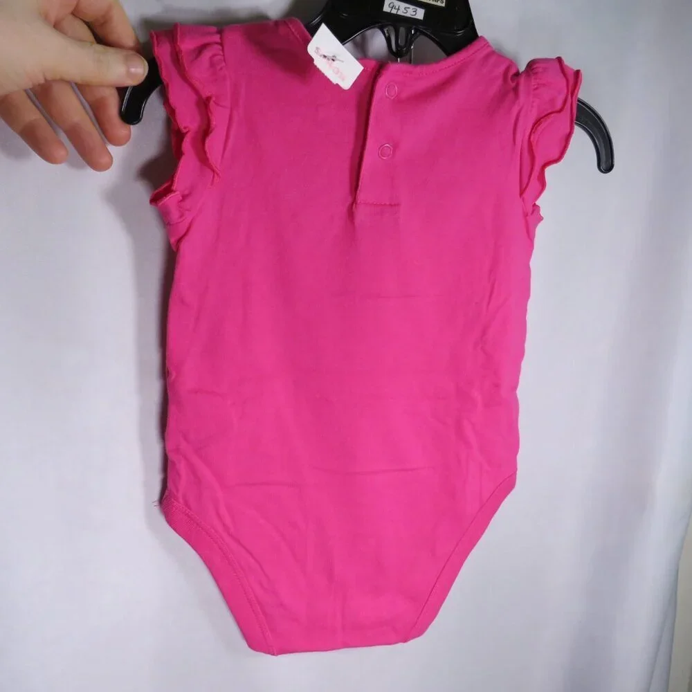 BABY SMILE pink bodysuit with embroidered Monkey 6mts 100% cotton Jumping Beans